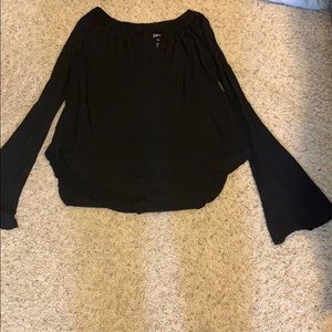 Soft black bell sleeve top
